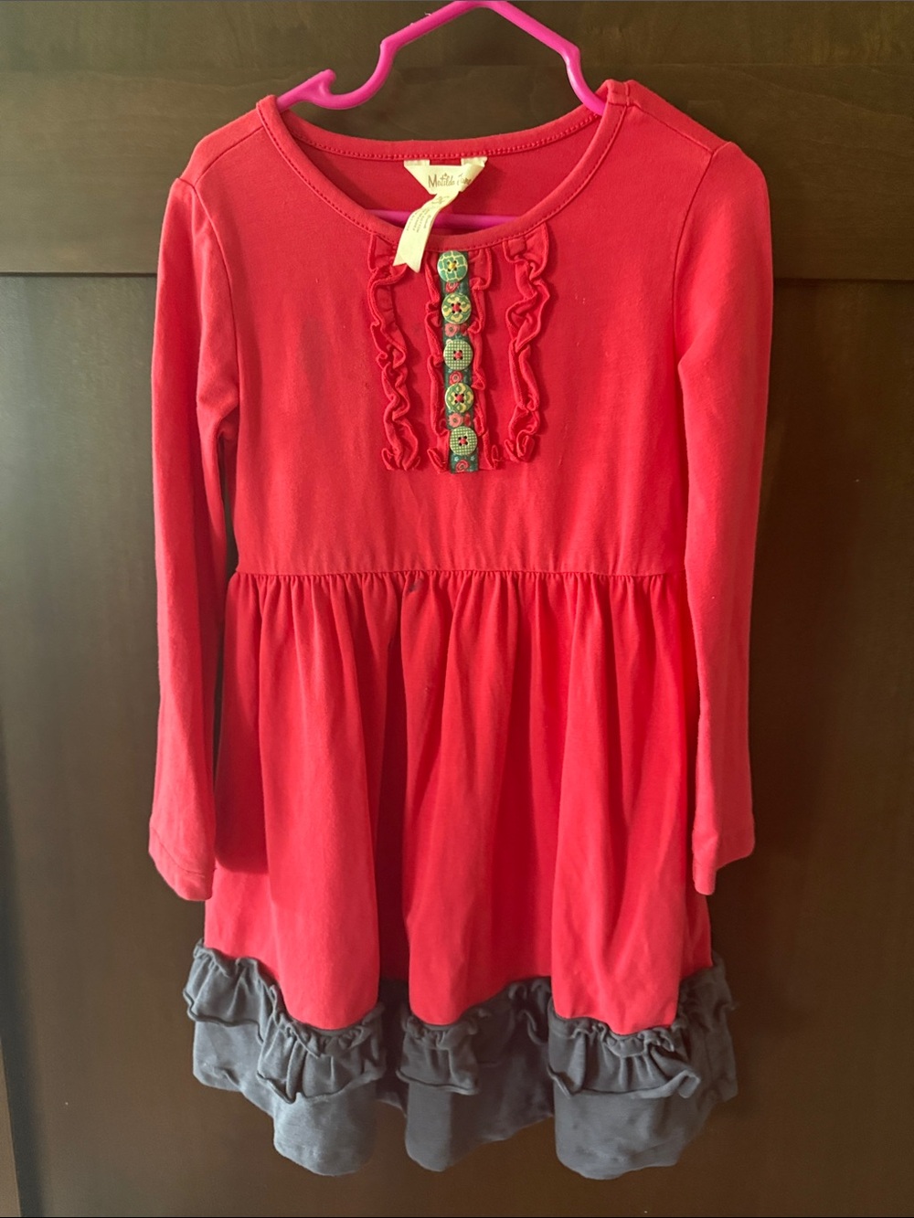 Matilda Jane Pink Ruffle Top with Floral Buttons